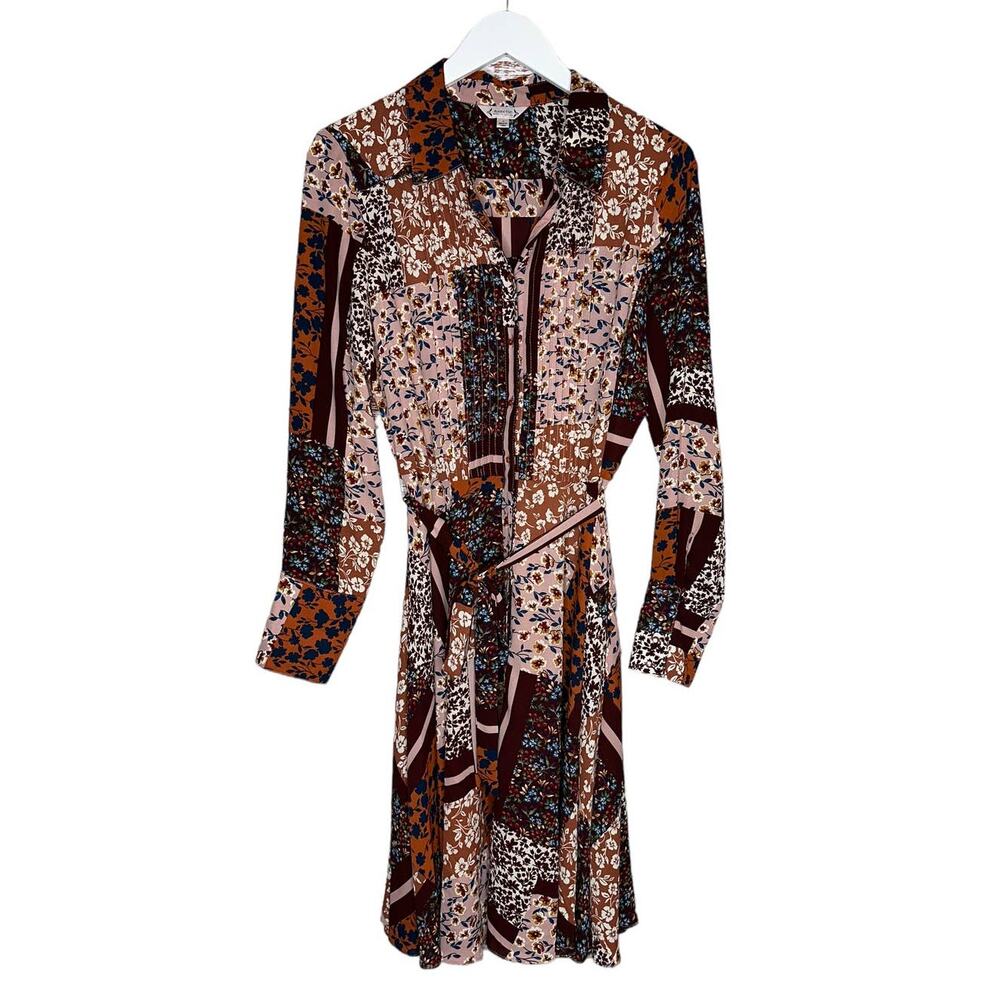 Nanette Lepore Floral Boho Patchwork Cottage Core Long Sleeve Midi Dress 10 - Picture 8 of 9